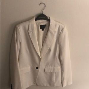 Banana Republic white blazer w/ black buttons